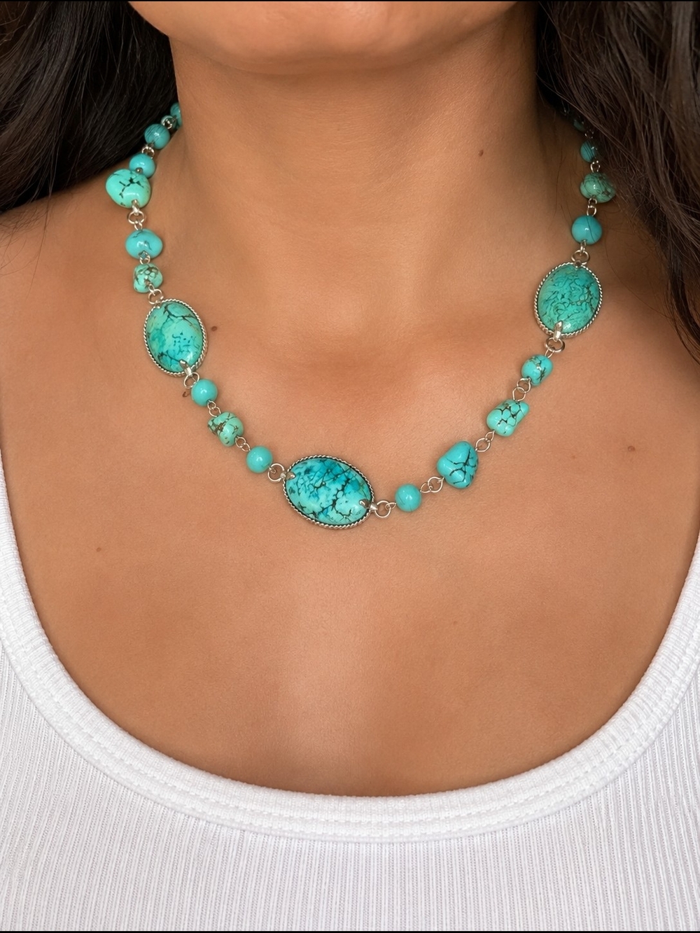 Stauer Turquoise Stone Beaded Necklace - Blue Green
